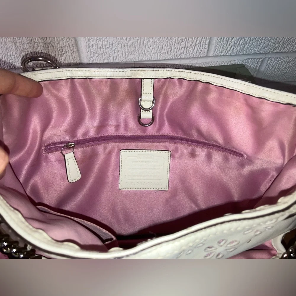 Coach Poppy Eyelet Leather Tote- Ivory - Picture 5 of 8
